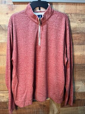 johnnie-O Sully Heathered Red Quarter-Zip Pullover shirt men's 2XL